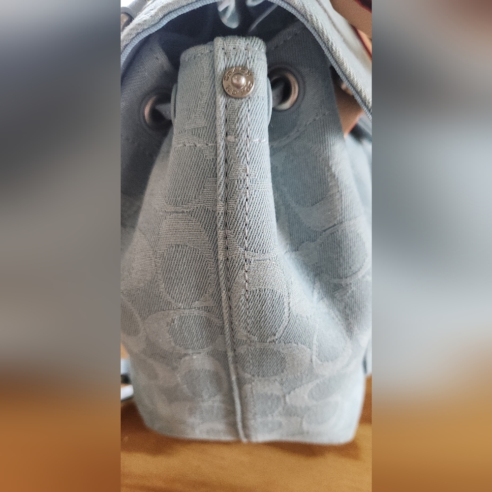 Coach Riya 21 Washed Denim Backpack - Picture 13 of 15